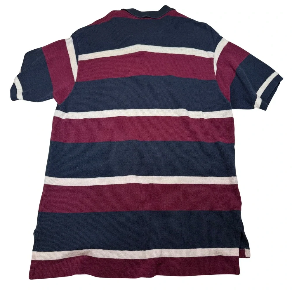 Vintage 90s Polo Ralph Lauren Striped Polo Shirt Mens XL Navy Burgundy Cotton